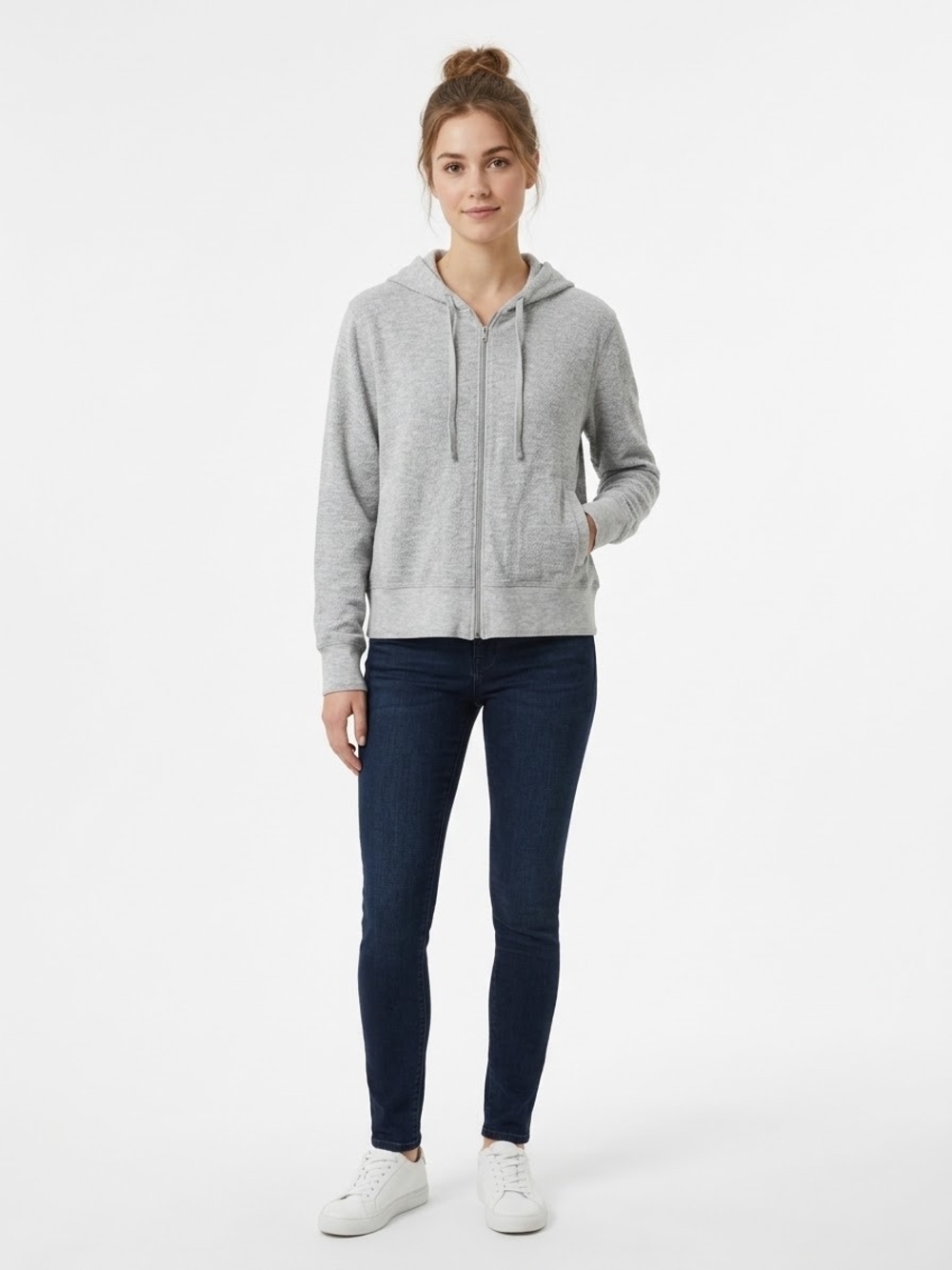 Freestyle Heather Gray Zip-Up Hoodie Jacket